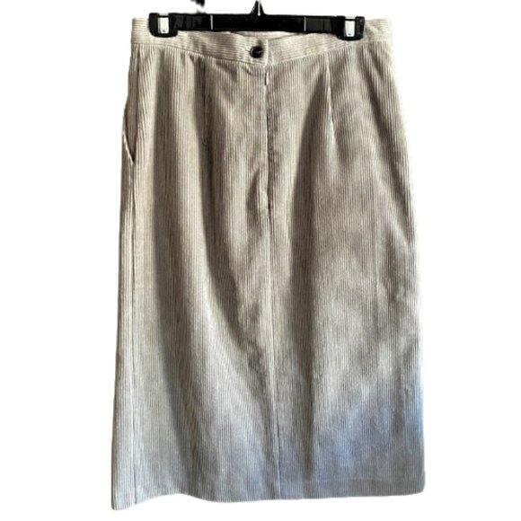 2/$40 NWT Oak + Fort corduroy light gray midi pencil skirt M - Picture 2 of 14